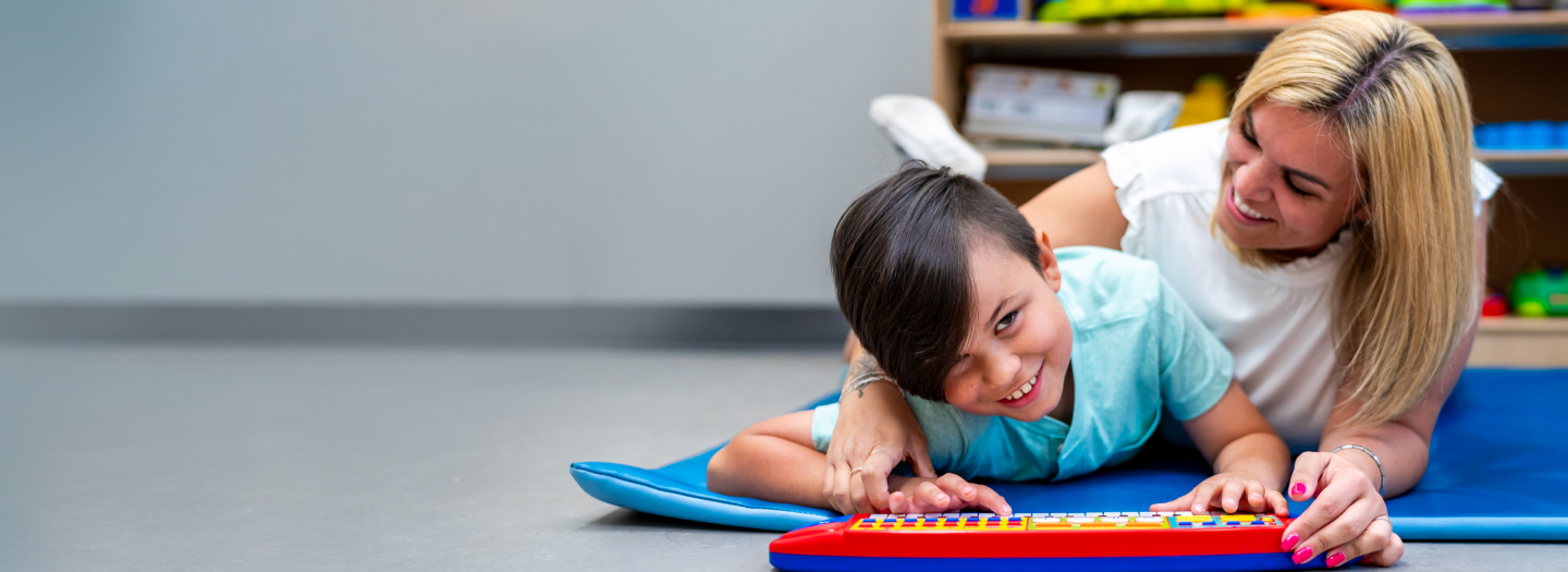 A child taking part in a Surrey Place therapy session.