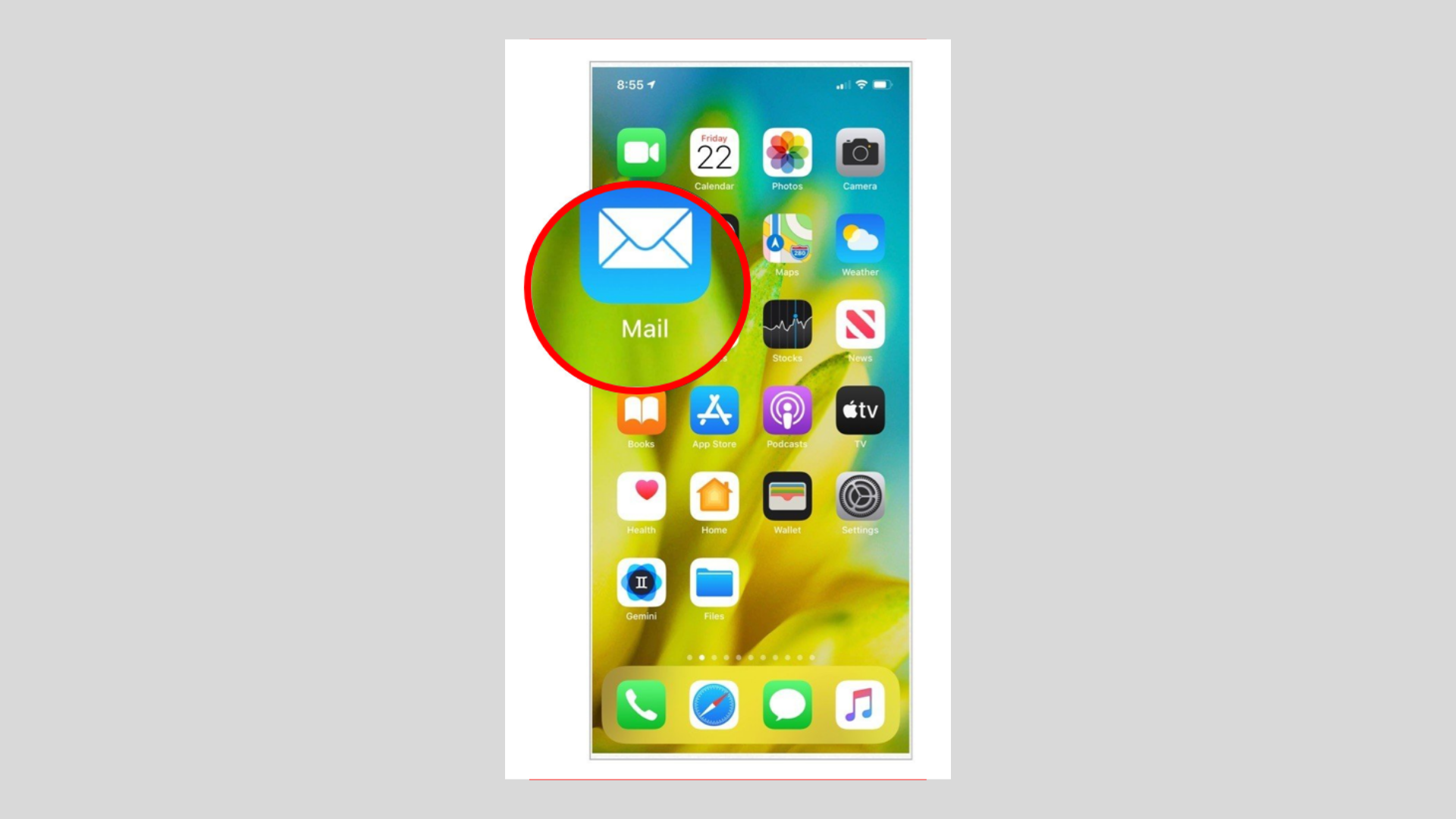 Image of email application icon which is a white letter in a blue box
