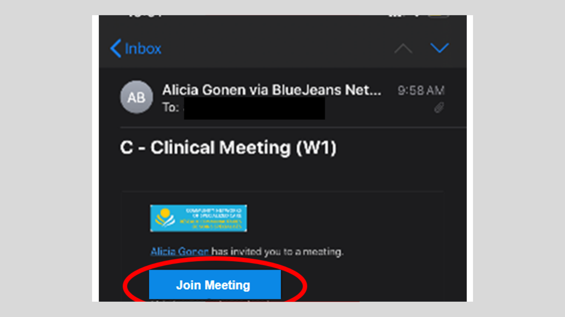 An image of a blue button that says “Join Meeting” 